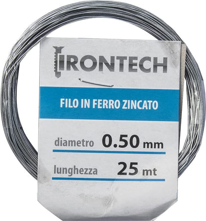 IRONTECH---FILO-FERRO-ZINCATO-D.0,50MM-LUNGHEZZA-25-MT