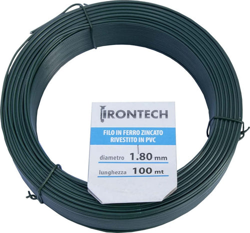 IRONTECH-MASIDEF---FILO-IN-FERRO-ZINCATO-RIVESTITO-IN-PVC-VERDE-1.8-MM-100MT