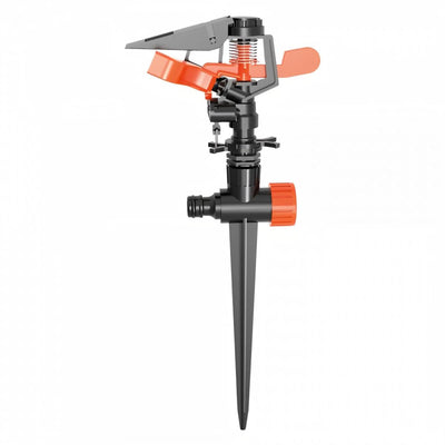 Irrigatore battente su puntale in plastica per prati e giardini con settore regolabile da 0 a 360°