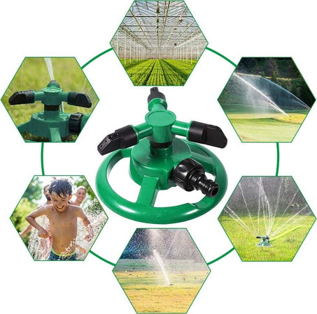 Irrigatore Da Giardino Spruzzatore Prato Su Base Puntale 3 Braccia 360? Annaffia Articoli da Giardino > Attrezzi da giardino > Irrigatori Trade Shop italia - Napoli, Commerciovirtuoso.it