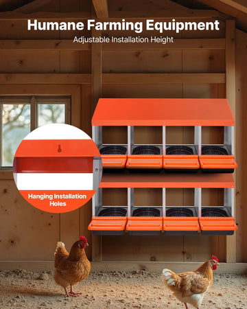 Nido per Polli VEVOR 1060x525x475mm, 4 Scomparti, Acciaio Zincato, con Piattaforma e Nidi Inclinati per Diverse Razze
