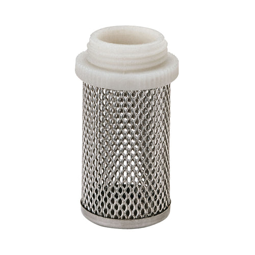 Filtro zincato per valvole Europa con rete in acciaio inox e parte filettata in polimero