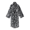 Accappatoio Roberto Cavalli Linx taglia XXL nero, in spugna di cotone, con cappuccio, cintura e tasche, fantasia animalier, morbido e Made in Italy.