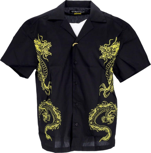 IUTER-Camicia-Manica-Corta-Uomo-Dragon-Shirt-Black-da-uomo