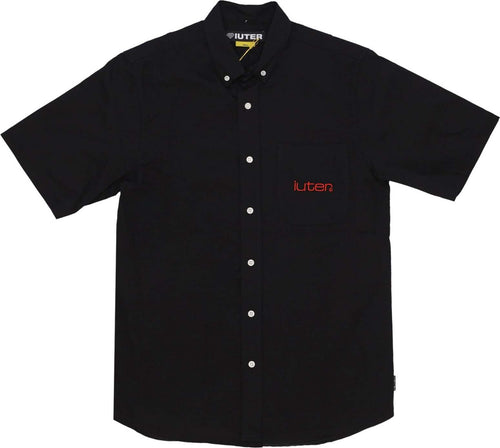 IUTER-Camicia-Manica-Corta-Uomo-Grid-Shirt-Black-da-uomo
