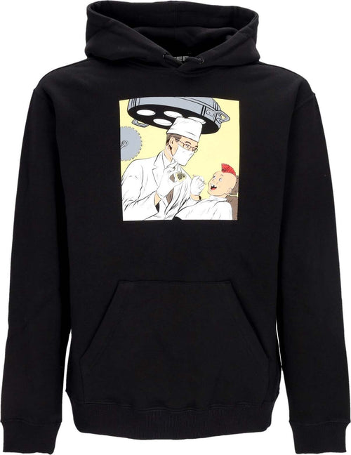 IUTER-Felpa-Cappuccio-Uomo-Doctor-Hoodie-Black-da-uomo