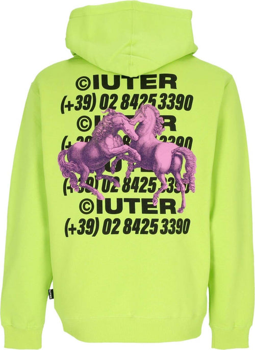 IUTER-Felpa-Cappuccio-Uomo-Horses-Hoodie-Lime-da-uomo