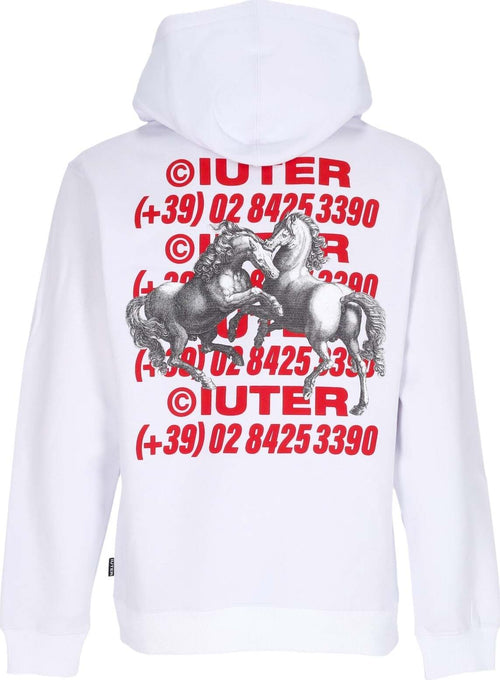 IUTER-Felpa-Cappuccio-Uomo-Horses-Hoodie-White-da-uomo