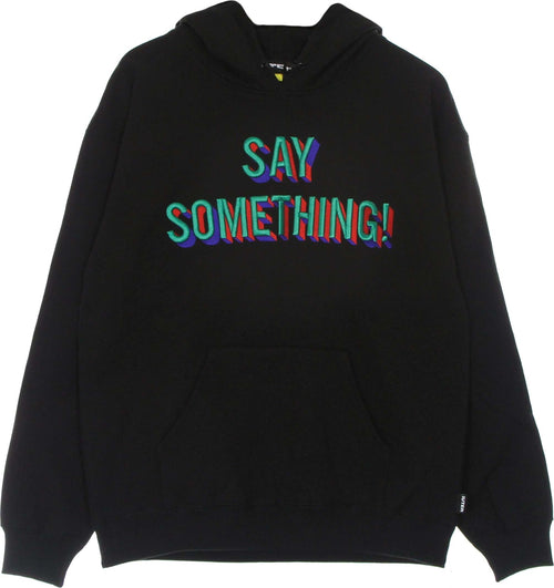 IUTER-Felpa-Cappuccio-Uomo-Say-Something-Hoodie-Black-da-uomo
