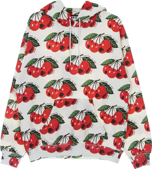 IUTER-Felpa-Leggera-Cappuccio-Uomo-Cherry-Allover-Hoodie-White-da-uomo