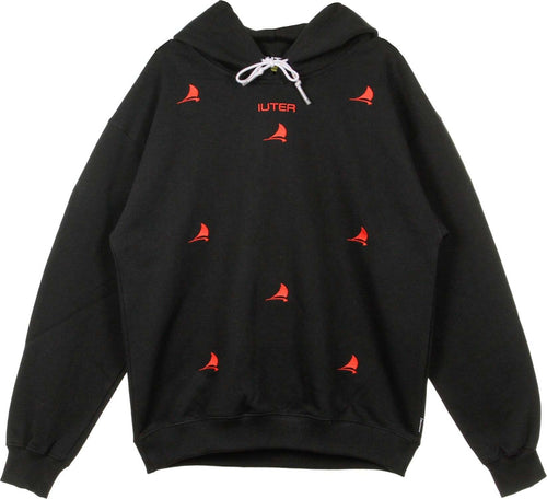 IUTER-Felpa-Leggera-Cappuccio-Uomo-Skipper-Hoodie-Black-da-uomo