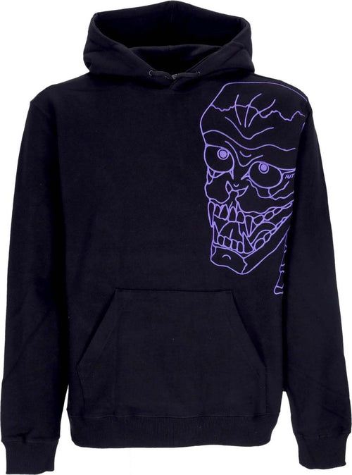 IUTER-Felpa-Leggera-Cappuccio-Uomo-Skull-Hoodie-Black/violet-da-uomo