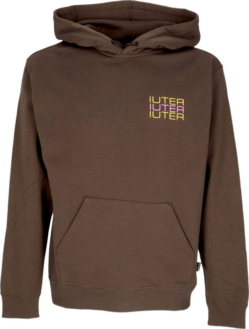 IUTER-Felpa-Leggera-Cappuccio-Uomo-Spine-Skulls-Hoodie-Brown-da-uomo
