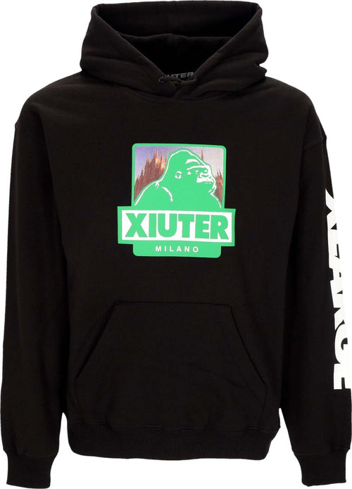 IUTER-Felpa-Leggera-Cappuccio-Uomo-Xiuter-Logo-Hoodie-Black-da-uomo