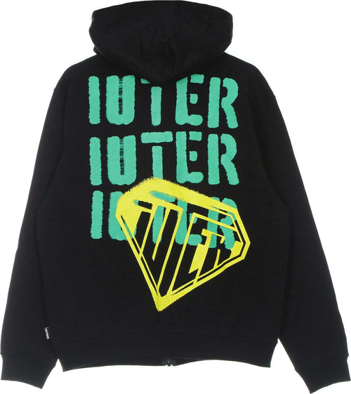 IUTER-Felpa-Leggera-Cappuccio-Zip-Uomo-Stencil-Zip-Hoodie-Black-da-uomo