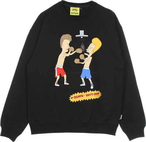 IUTER-Felpa-Leggera-Girocollo-Uomo-B&-B-Knockout-Crewneck-Black-da-uomo