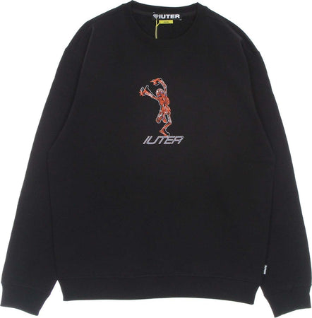 IUTER-Felpa-Leggera-Girocollo-Uomo-Skeleton-Crewneck-Black-da-uomo