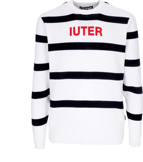 IUTER-Maglione-Leggero-Uomo-Stripes-L/s-Jumper-White-da-uomo