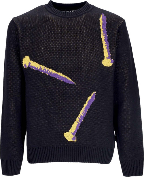 IUTER-Maglione-Uomo-Nails-Jumper-Black-da-uomo