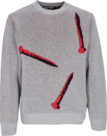 IUTER-Maglione-Uomo-Nails-Jumper-Grey-da-uomo