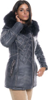 Ivette---Piumino-Donna-Blu-in-vera-pelle