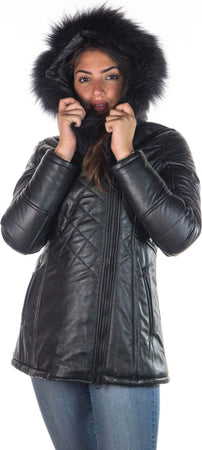 Ivette---Piumino-Donna-Nero-in-vera-pelle