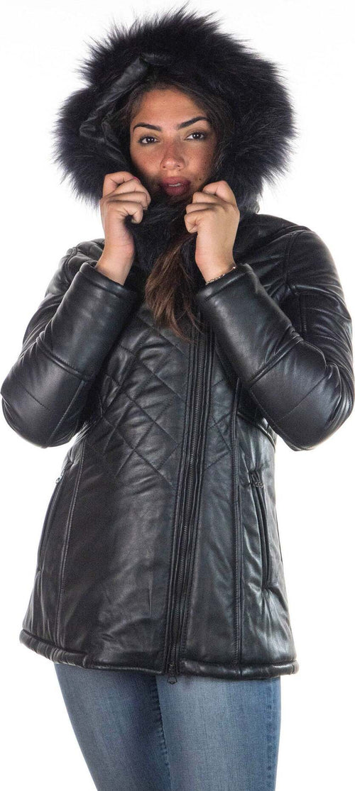 Ivette---Piumino-Donna-Nero-in-vera-pelle