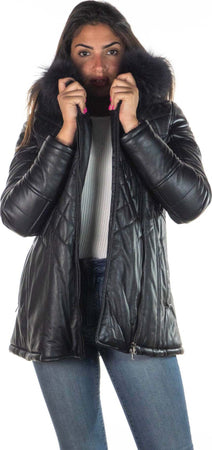 Ivette---Piumino-Donna-Nero-in-vera-pelle