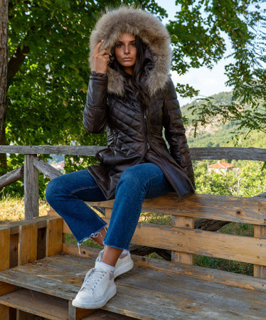 Ivette---Piumino-Donna-Testa-di-Moro-in-vera-pelle
