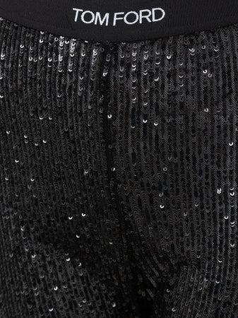 Tom Ford Pantaloni Neri in Paillettes Elasticizzati da donna