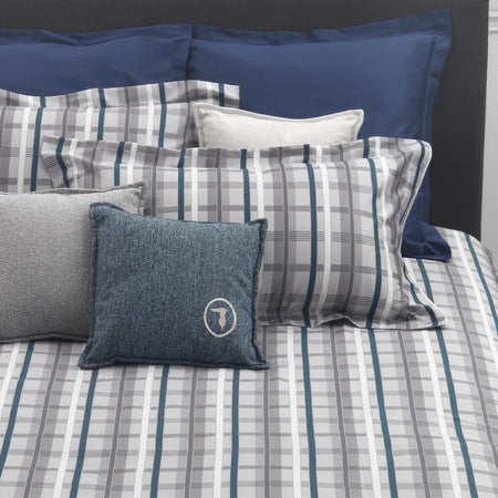 Completo Lenzuola Trussardi Light Tartan Matrimoniale Raso di Cotone - The King Luxury