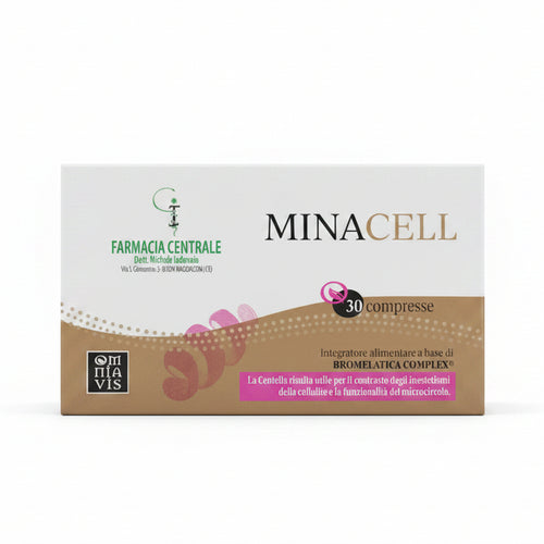 fpi farmacia centrale dr. Michele Iadevaia minacell con bromelina ad alto dosaggio e centella contro inestetismi della cellulite e per il microcircolo 30 compresse
