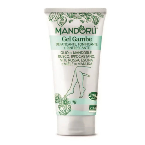 mandorl' gel gambe defaticante tonificante rinfrescante con olio di mandorle ippocastano rusco vite rossa escina e miele di manuka 200ml