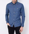 Camicia Uomo In Jeans Ralph Lauren Slim Fit Camicia Casual Con Logo Ricamato Colletto Botton Down Blu Navy Vestibilità Slim