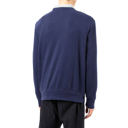 Ralph Lauren Maglione Blu Girocollo Stampa Big Pony Multicolor Felpa Senza Cappuccio Polsini e Fondo a Coste Polo