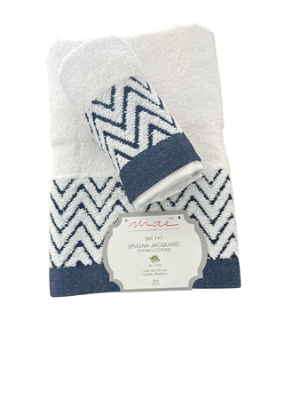 Set Asciugamani 1+1 Via Roma 60 Samba – Spugna di Cotone Jacquard 420 gr/m²