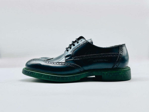 JACKAL scarpa derby uomo in pelle abrasivata verde con fondo verde in vera gomma