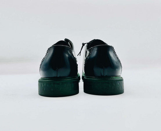 JACKAL scarpa derby uomo in pelle abrasivata verde con fondo verde in vera gomma