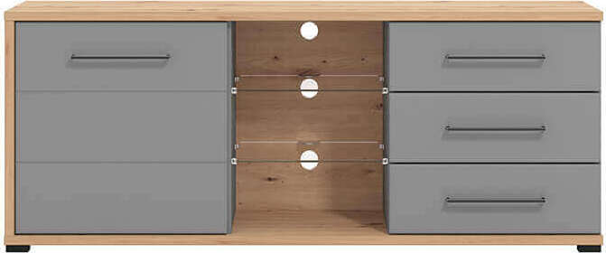 JADDIE - porta tv un anta tre cassetti moderno minimal in legno cm 161,5 x 40 x 65 h Grigio