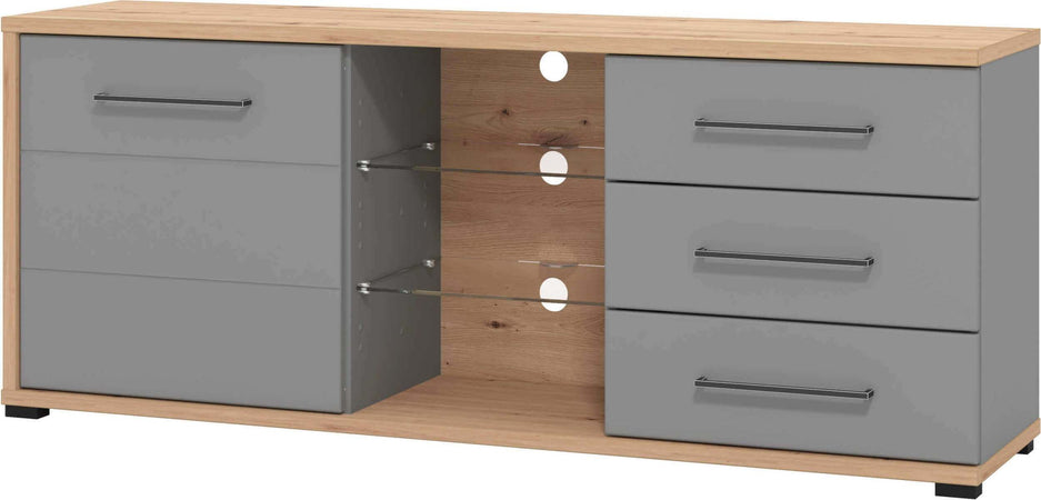 JADDIE - porta tv un anta tre cassetti moderno minimal in legno cm 161,5 x 40 x 65 h Grigio