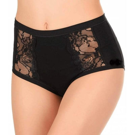 Slip Culotte in Cotone Jadea Mod. 534 in Pizzo Alta Vita Bianco/Nero