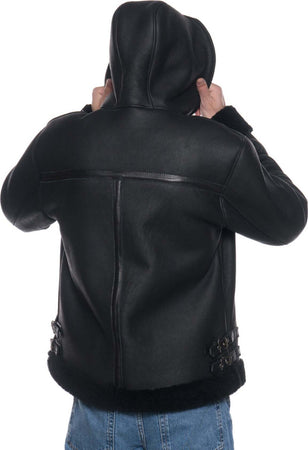 James---Giacca-Uomo-Nero-in-vero-montone-Shearling-con-Cappuccio