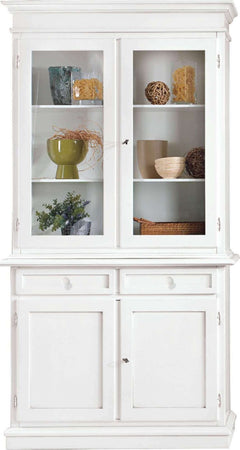 JAQUELINE---credenza-con-vetrina-in-legno-massello-105x42x205-Bianco-Milani-Home