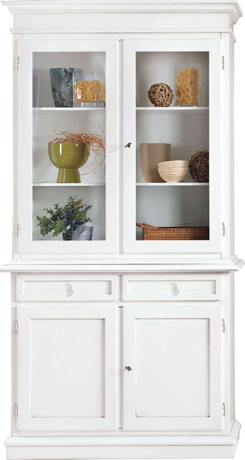 JAQUELINE---credenza-con-vetrina-in-legno-massello-105x42x205-Bianco-Milani-Home