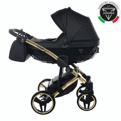 Trio Junama Diamond Fluo in Pelle V2 Nero Telaio Oro Giallo Navicella Nera