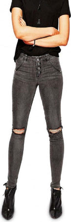 Jeans Da Donna A Vita Alta 81154 Mod. Ragged Slim Fit Taglie Dalla Xs Alla Xl Moda/Donna/Abbigliamento/Jeans Trade Shop italia - Napoli, Commerciovirtuoso.it