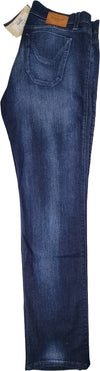 Jeans uomo Jeckerson - denim 5 tasche con toppe alcantara blu