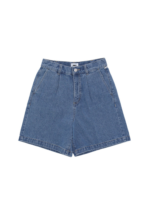 OBEY Jeans Corto Donna W Eli Pleated Short Light Indigo da donna