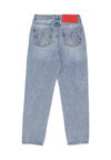 VISION OF SUPER Jeans Uomo Embroidered White Logo Denim Destroied Blue Denim da uomo