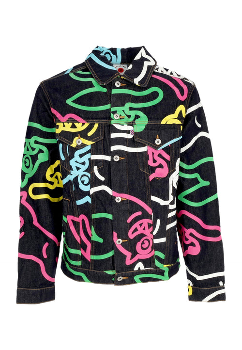 ICE CREAM Jeans Uomo Jumbo Running Dog Denim Jacket Black/multi da uomo